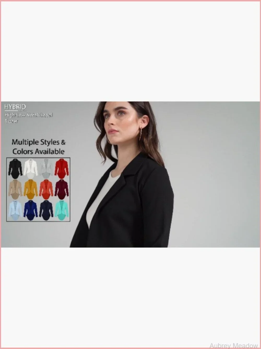 Open Front High Low Notch Lapel Office Blazer